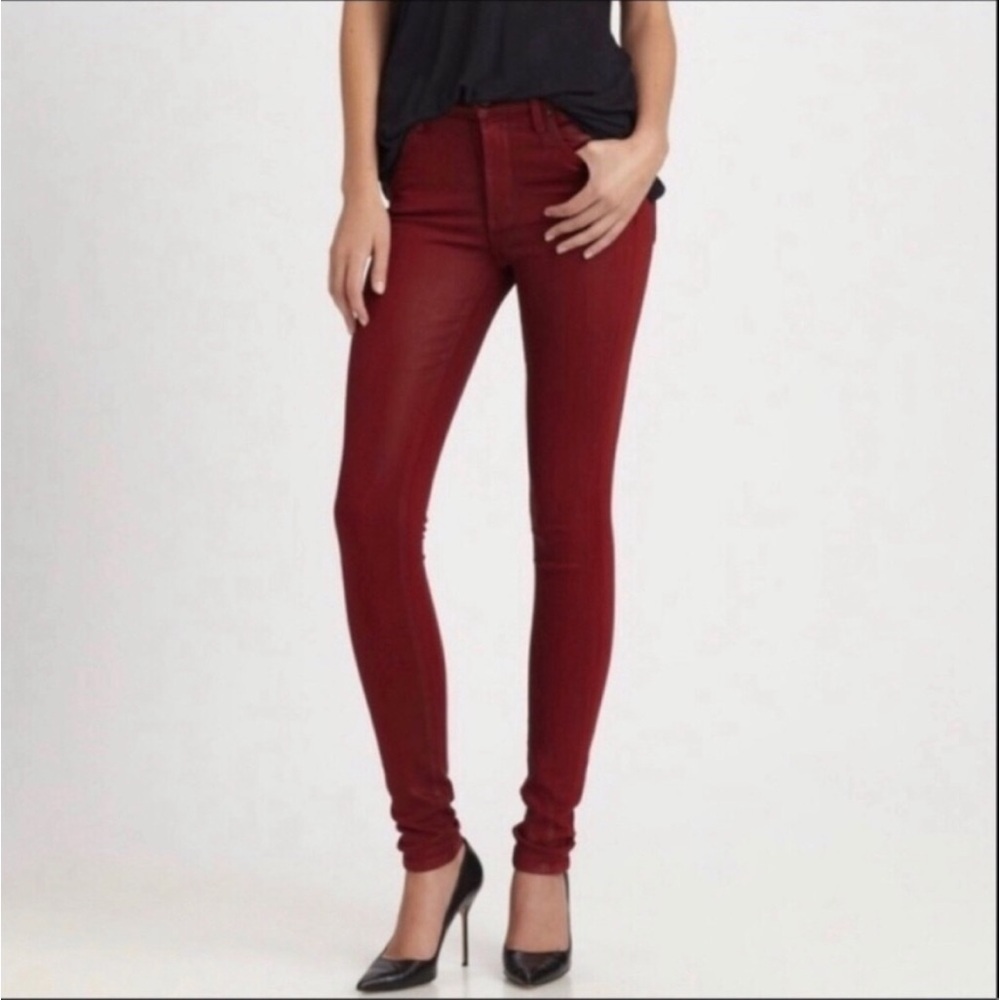 Citizens of Humanity Rocket Slick Coated High Rise Skinny Jeans Red Sz 26